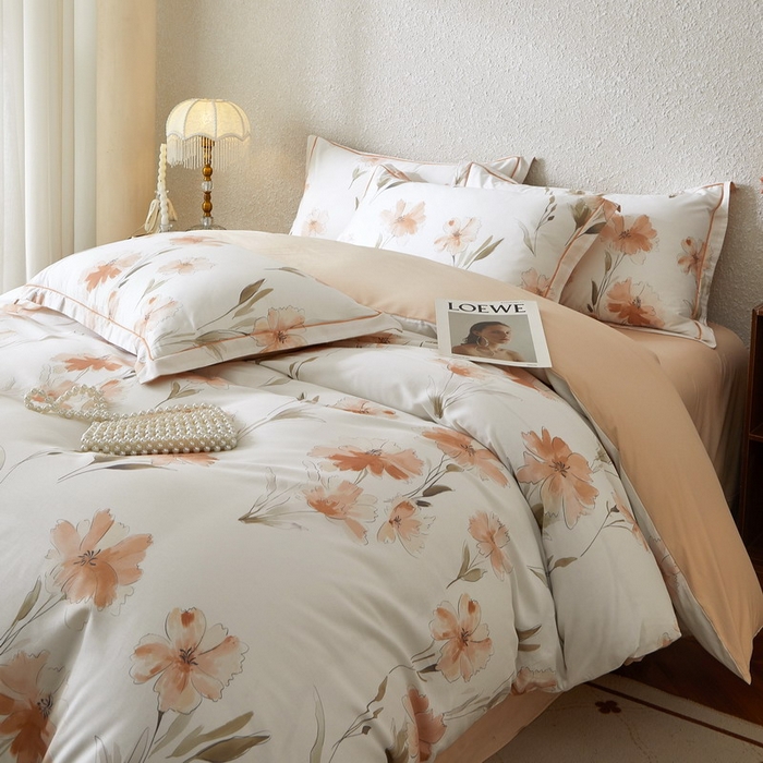 91家纺网 家纺一手货源 找家纺 沐白家居 2026新款亲肤舒适全棉印花四件套 楚容-米