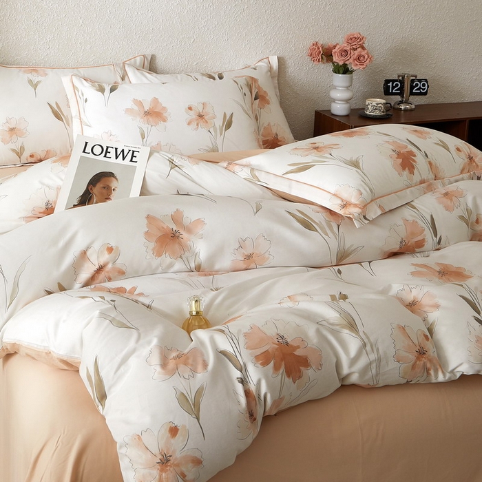 91家纺网 家纺一手货源 找家纺 沐白家居 2026新款亲肤舒适全棉印花四件套 楚容-米