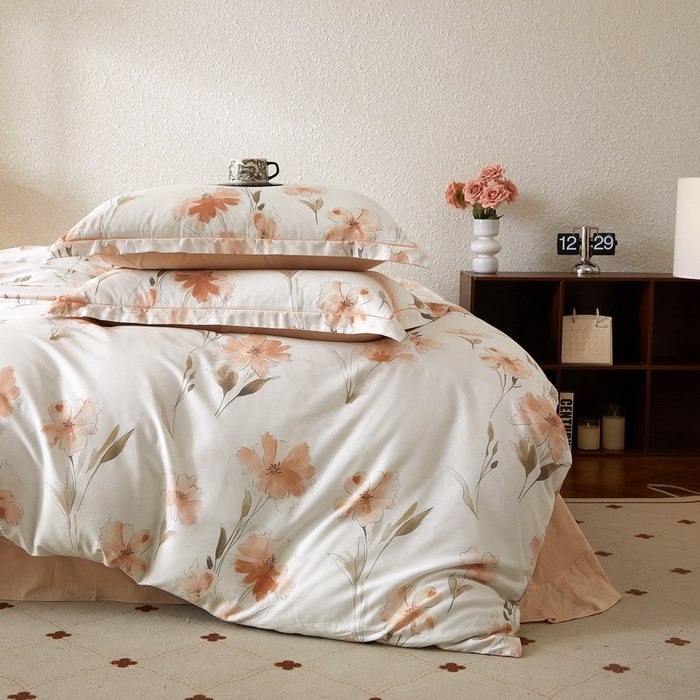 91家纺网 家纺一手货源 找家纺 沐白家居 2026新款亲肤舒适全棉印花四件套 楚容-米