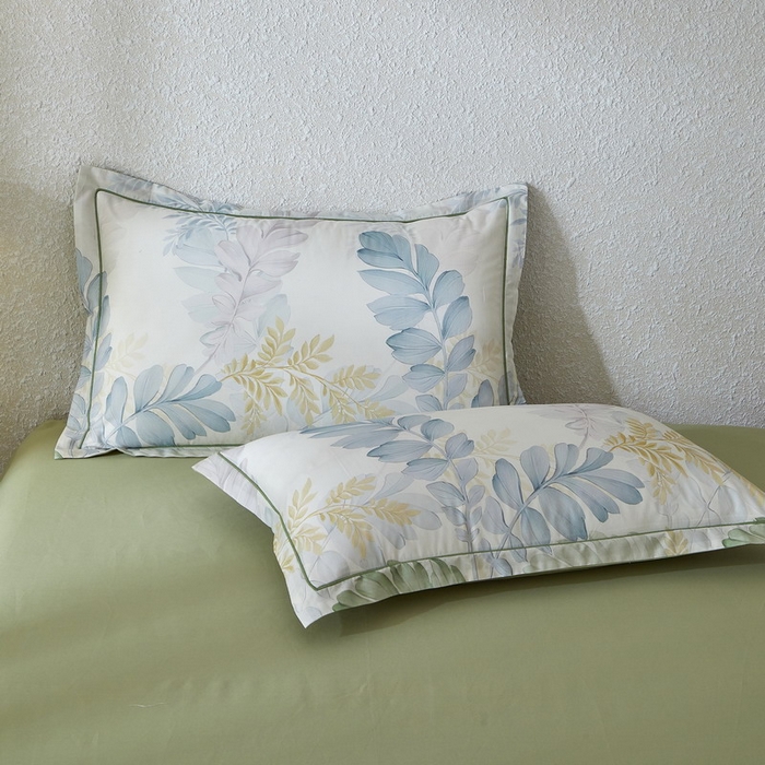 91家纺网 家纺一手货源 找家纺 沐白家居 2026新款亲肤舒适全棉印花四件套 春风有信（绿）