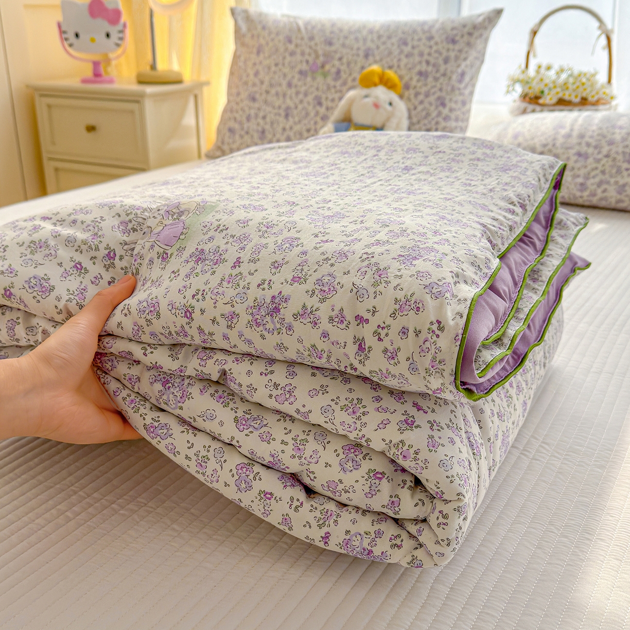 91家纺网 家纺一手货源 找家纺 弗苓家纺 2026新款A类水洗皱皱纱夏被夏凉被空调被 兔闺蜜