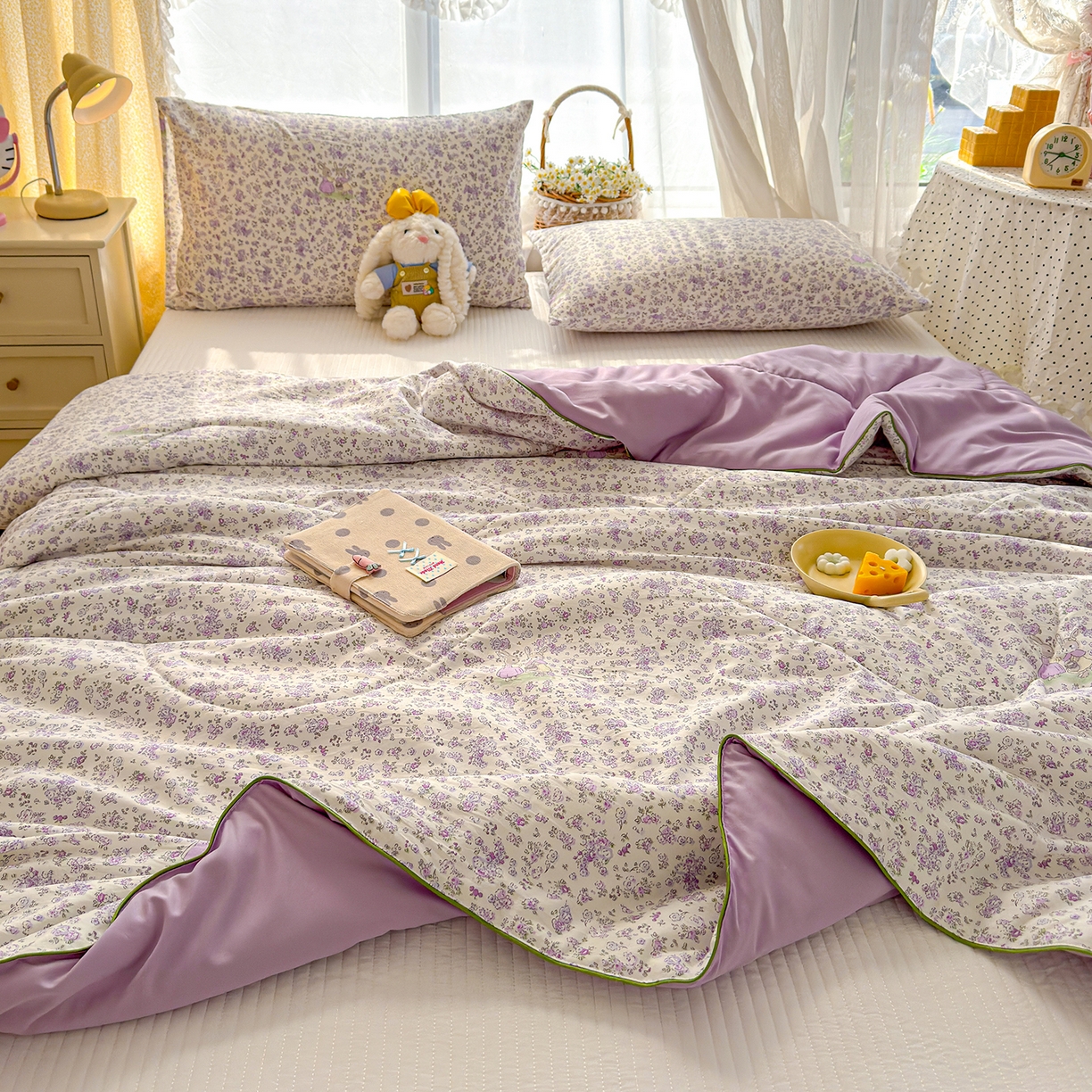 91家纺网 家纺一手货源 找家纺 弗苓家纺 2026新款A类水洗皱皱纱夏被夏凉被空调被 兔闺蜜