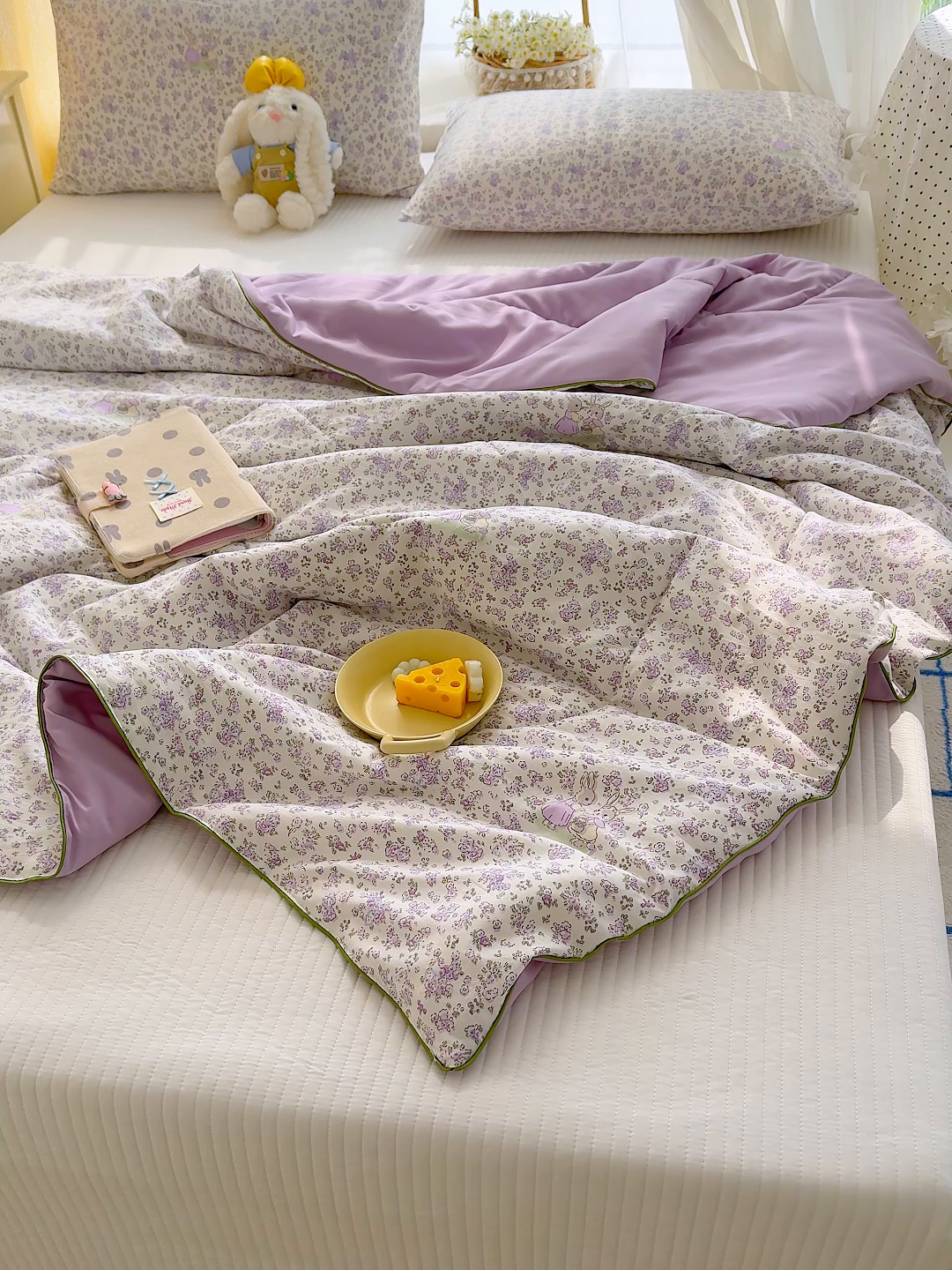 91家纺网 家纺一手货源 找家纺 弗苓家纺 2026新款A类水洗皱皱纱夏被夏凉被空调被 兔闺蜜