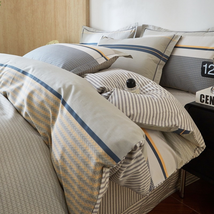 91家纺网 家纺一手货源 找家纺 沐白家居 2026新款亲肤舒适全棉印花四件套 格丽