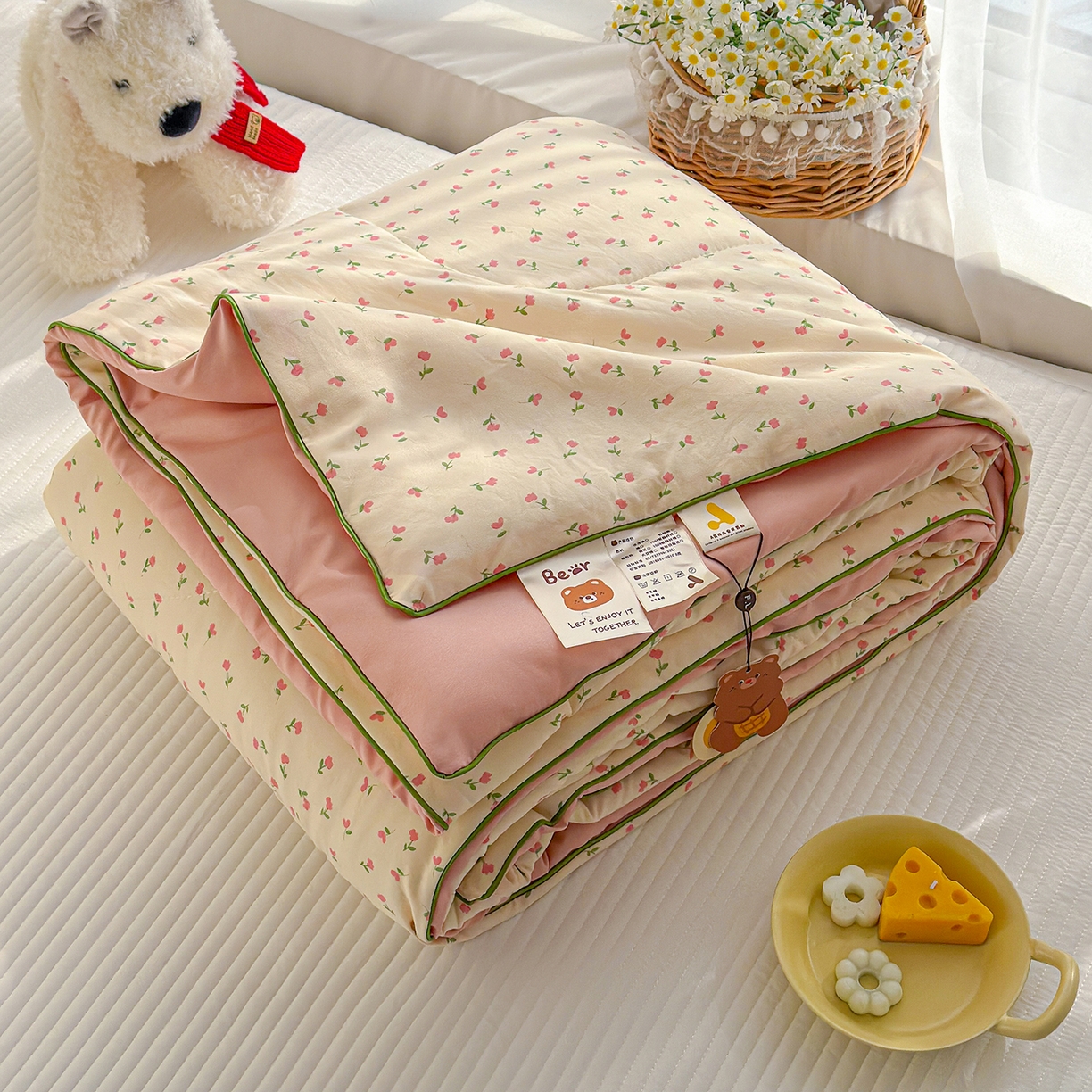 91家纺网 家纺一手货源 找家纺 弗苓家纺 2026新款A类水洗皱皱纱夏被夏凉被空调被 郁金香