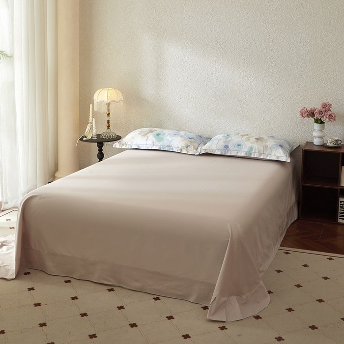 91家纺网 家纺一手货源 找家纺 沐白家居 2026新款亲肤舒适全棉印花四件套 花染-卡其