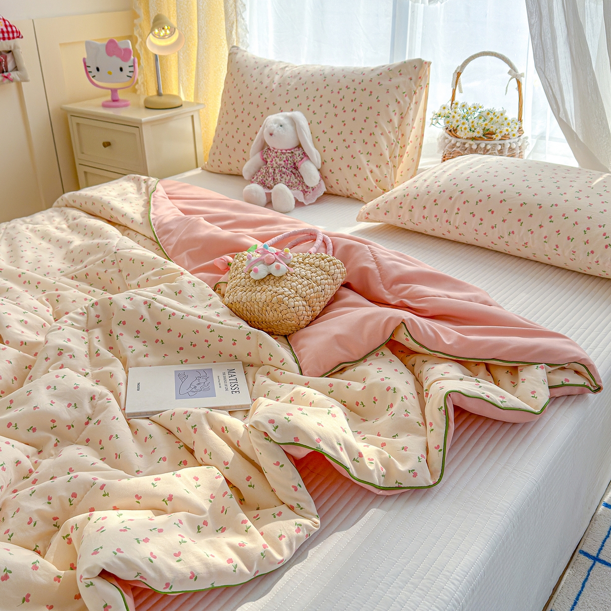 91家纺网 家纺一手货源 找家纺 弗苓家纺 2026新款A类水洗皱皱纱夏被夏凉被空调被 郁金香