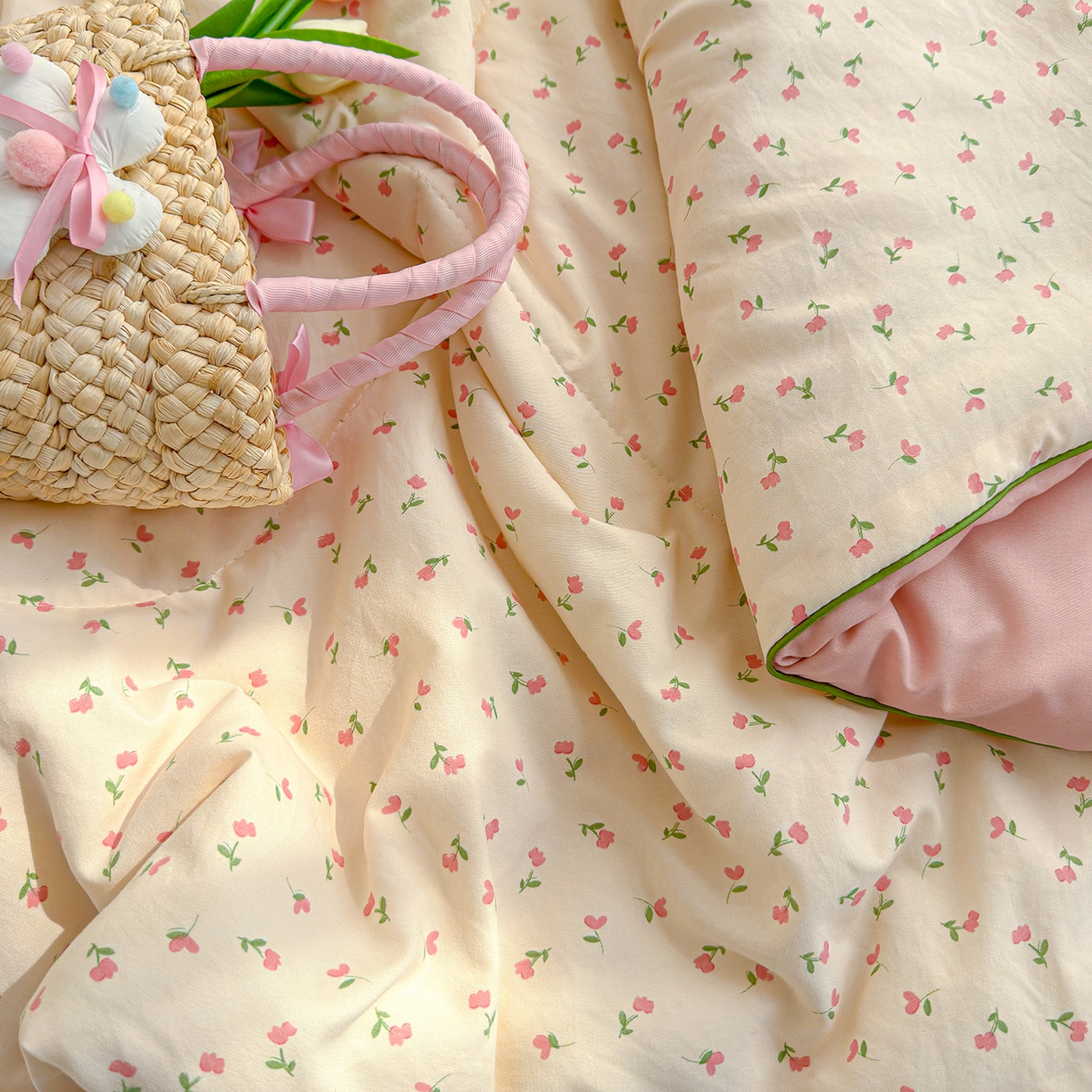 91家纺网 家纺一手货源 找家纺 弗苓家纺 2026新款A类水洗皱皱纱夏被夏凉被空调被 郁金香