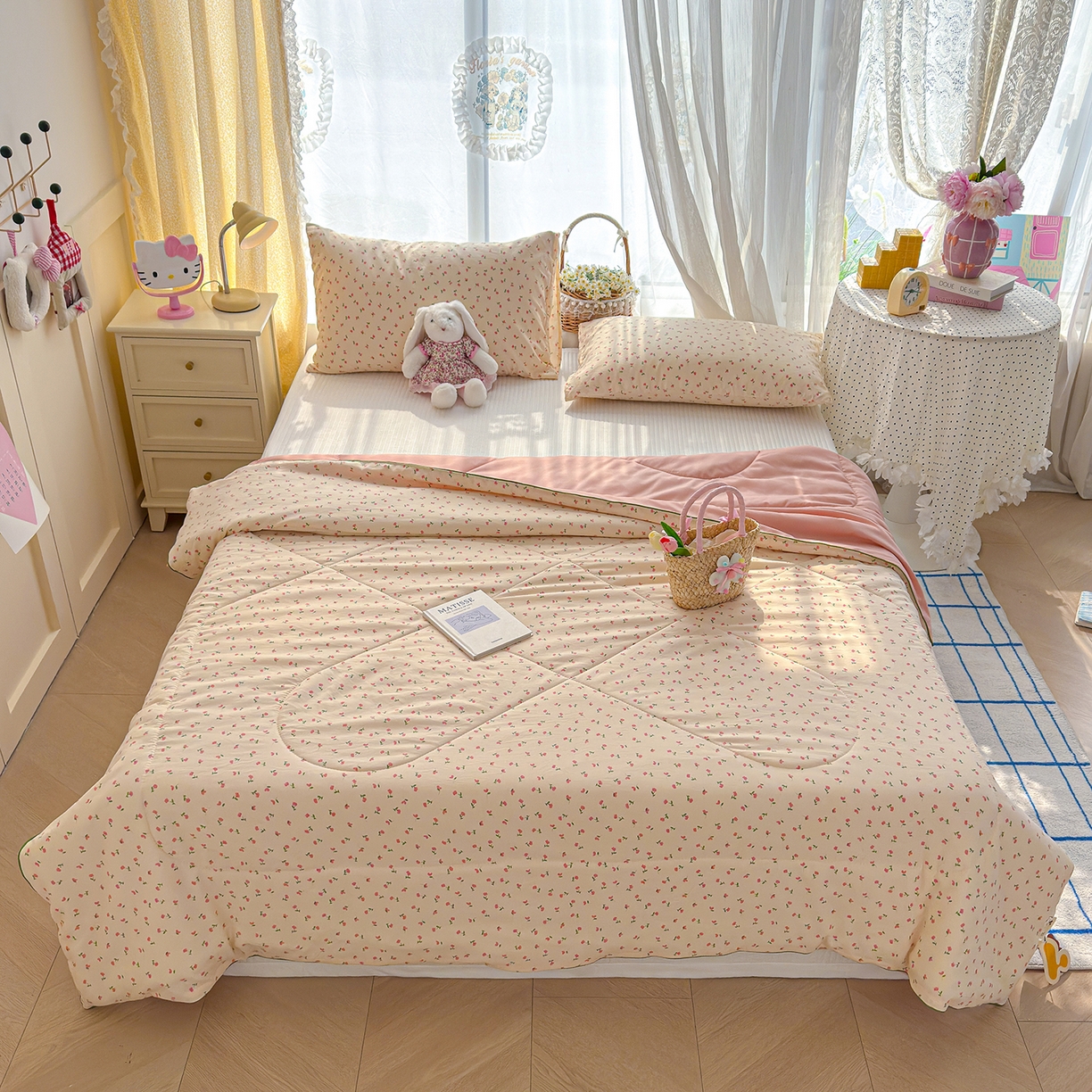 91家纺网 家纺一手货源 找家纺 弗苓家纺 2026新款A类水洗皱皱纱夏被夏凉被空调被 郁金香