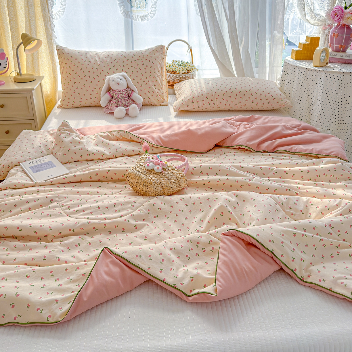 91家纺网 家纺一手货源 找家纺 弗苓家纺 2026新款A类水洗皱皱纱夏被夏凉被空调被 郁金香