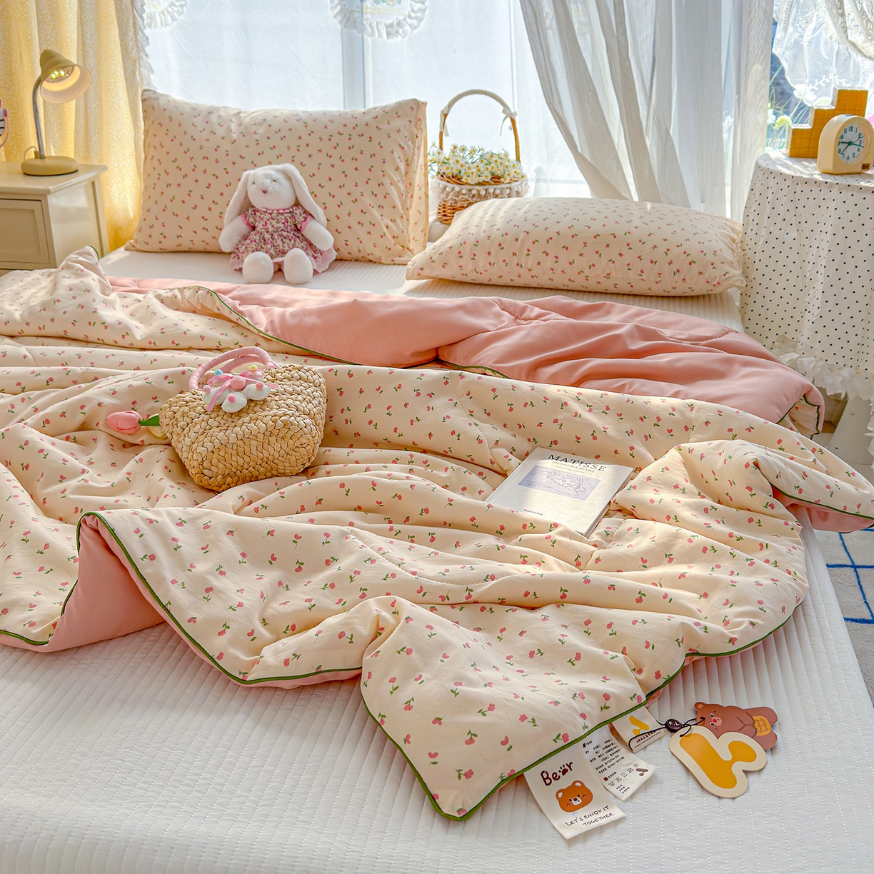 91家纺网 家纺一手货源 找家纺 弗苓家纺 2026新款A类水洗皱皱纱夏被夏凉被空调被 郁金香