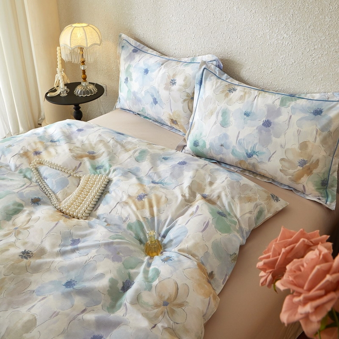 91家纺网 家纺一手货源 找家纺 沐白家居 2026新款亲肤舒适全棉印花四件套 花染-卡其