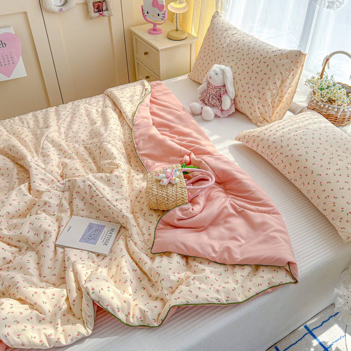 91家纺网 家纺一手货源 找家纺 弗苓家纺 2026新款A类水洗皱皱纱夏被夏凉被空调被 郁金香