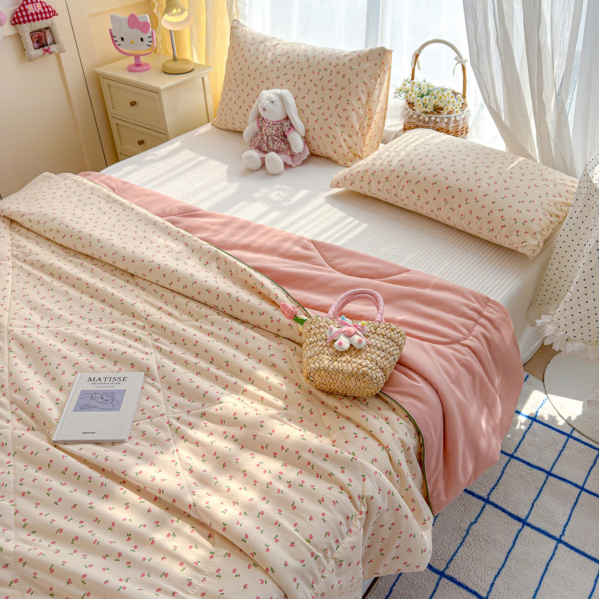 91家纺网 家纺一手货源 找家纺 弗苓家纺 2026新款A类水洗皱皱纱夏被夏凉被空调被 郁金香