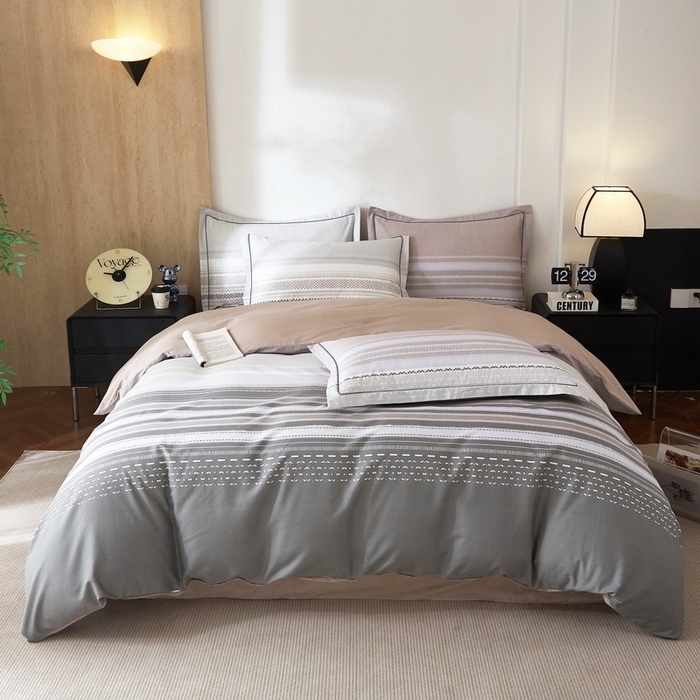 91家纺网 家纺一手货源 找家纺 沐白家居 2026新款亲肤舒适全棉印花四件套 简单生活