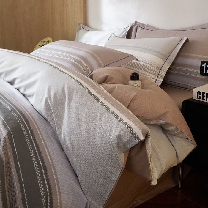 91家纺网 家纺一手货源 找家纺 沐白家居 2026新款亲肤舒适全棉印花四件套 简单生活