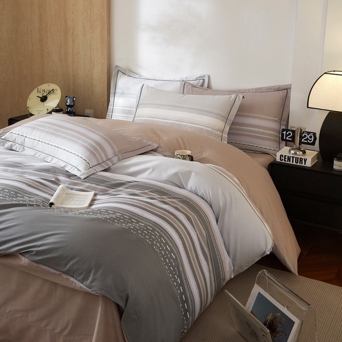 91家纺网 家纺一手货源 找家纺 沐白家居 2026新款亲肤舒适全棉印花四件套 简单生活