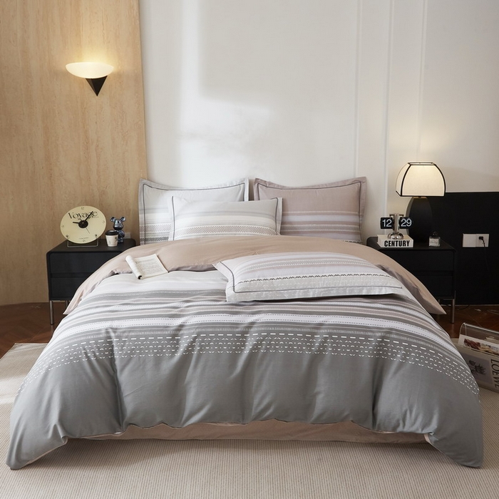 91家纺网 家纺一手货源 找家纺 沐白家居 2026新款亲肤舒适全棉印花四件套 简单生活