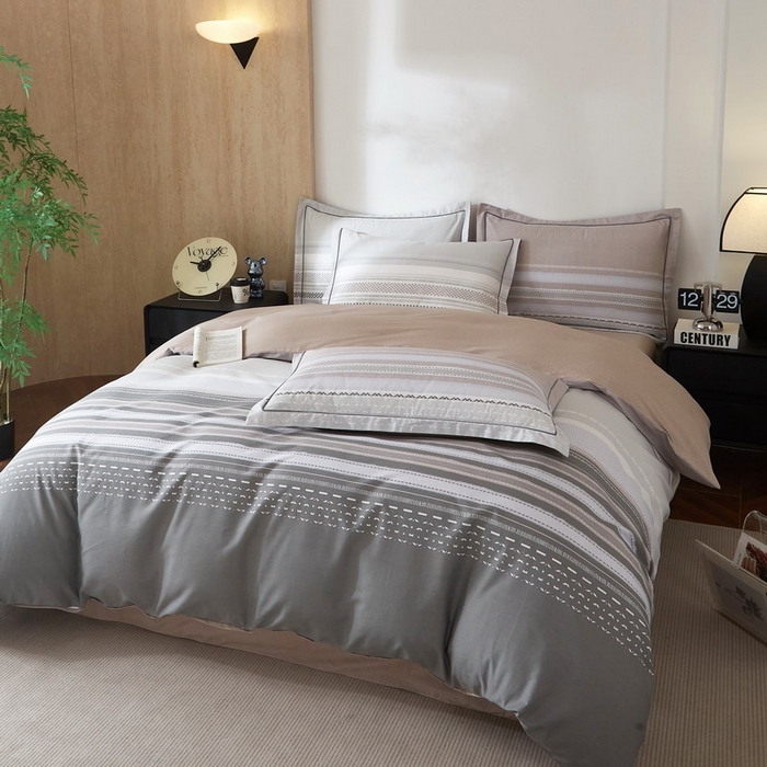 91家纺网 家纺一手货源 找家纺 沐白家居 2026新款亲肤舒适全棉印花四件套 简单生活