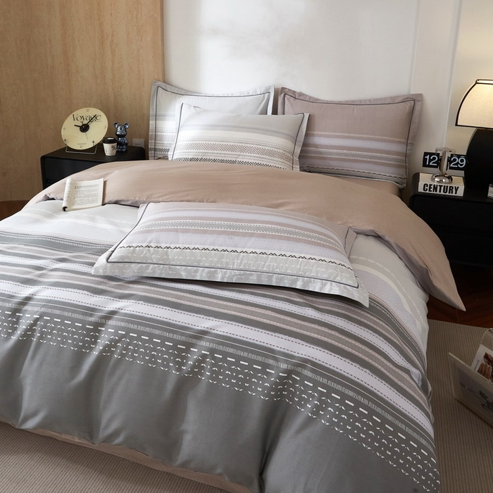 91家纺网 家纺一手货源 找家纺 沐白家居 2026新款亲肤舒适全棉印花四件套 简单生活