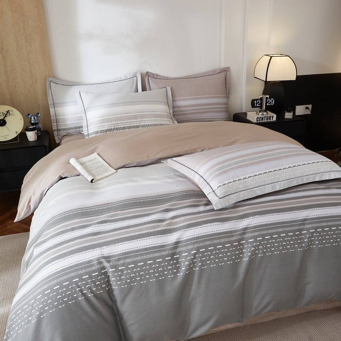 91家纺网 家纺一手货源 找家纺 沐白家居 2026新款亲肤舒适全棉印花四件套 简单生活