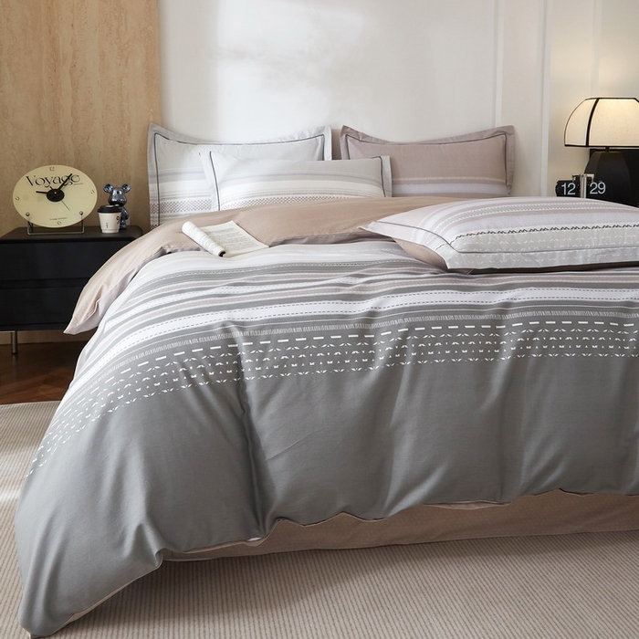 91家纺网 家纺一手货源 找家纺 沐白家居 2026新款亲肤舒适全棉印花四件套 简单生活