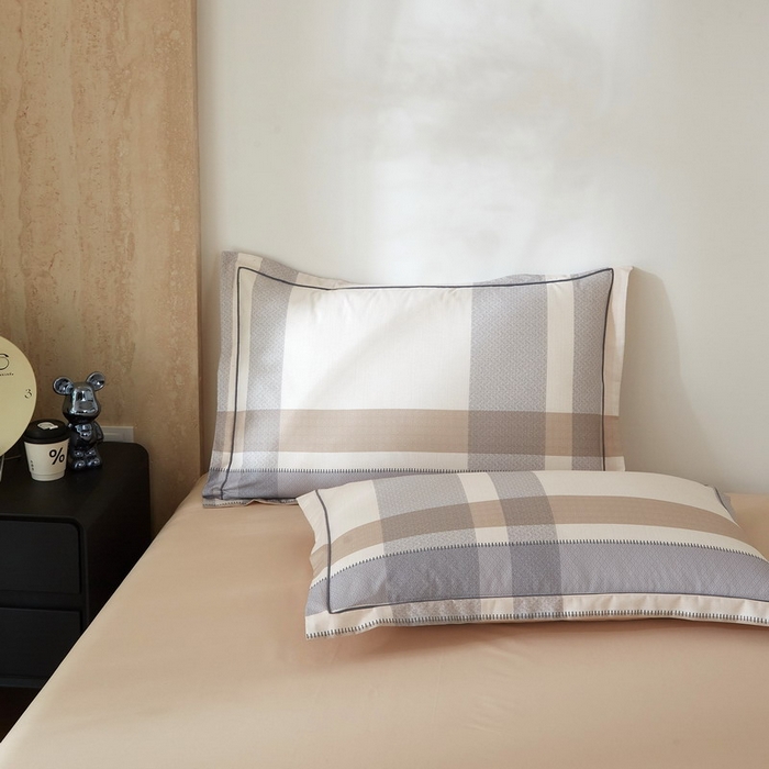 91家纺网 家纺一手货源 找家纺 沐白家居 2026新款亲肤舒适全棉印花四件套 莱卡-咖