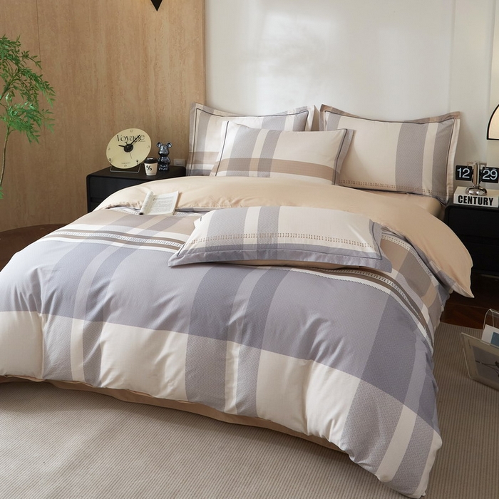 91家纺网 家纺一手货源 找家纺 沐白家居 2026新款亲肤舒适全棉印花四件套 莱卡-咖