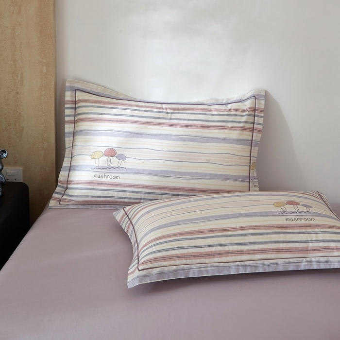 91家纺网 家纺一手货源 找家纺 沐白家居 2026新款亲肤舒适全棉印花四件套 蘑菇屋-紫