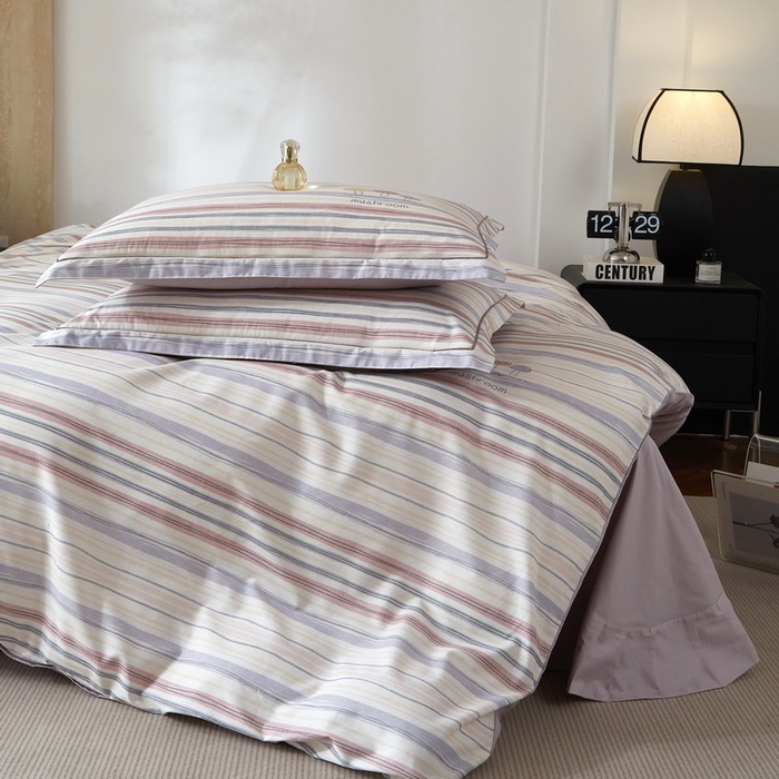 91家纺网 家纺一手货源 找家纺 沐白家居 2026新款亲肤舒适全棉印花四件套 蘑菇屋-紫