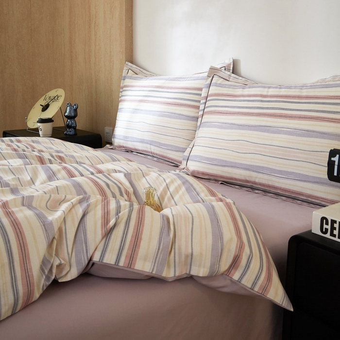 91家纺网 家纺一手货源 找家纺 沐白家居 2026新款亲肤舒适全棉印花四件套 蘑菇屋-紫