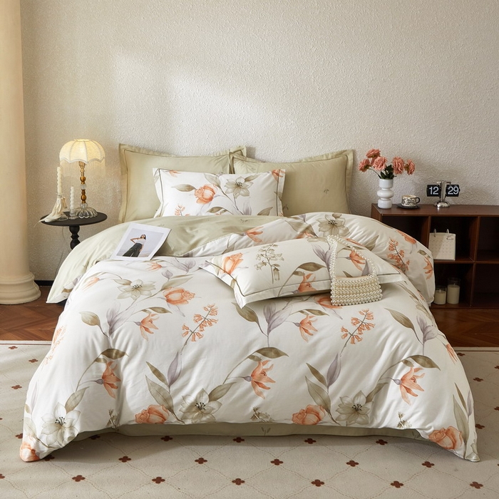 91家纺网 家纺一手货源 找家纺 沐白家居 2026新款亲肤舒适全棉印花四件套 诺溪