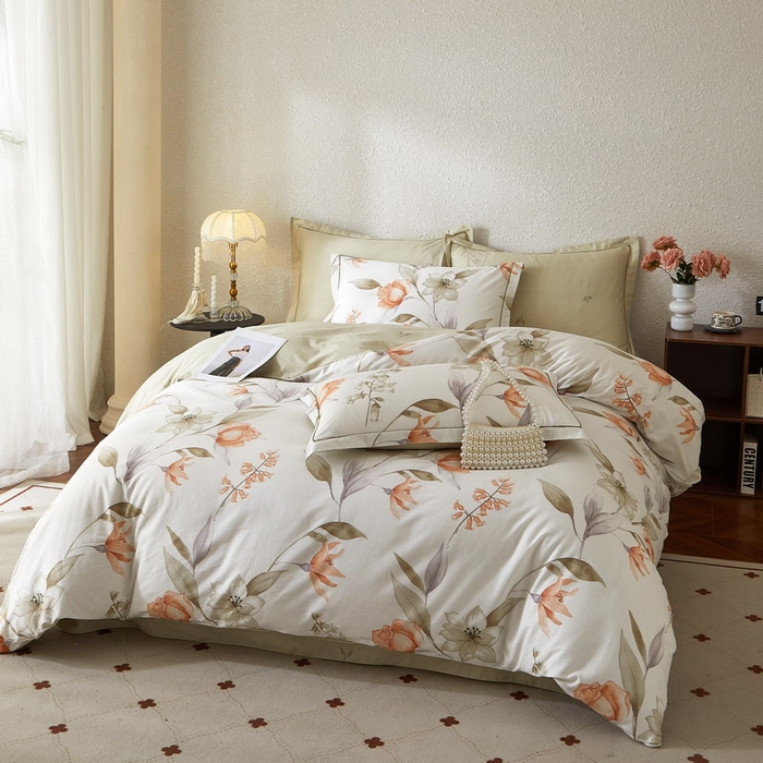 91家纺网 家纺一手货源 找家纺 沐白家居 2026新款亲肤舒适全棉印花四件套 诺溪