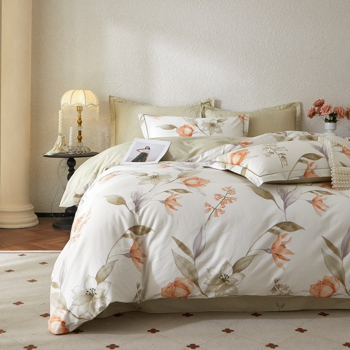 91家纺网 家纺一手货源 找家纺 沐白家居 2026新款亲肤舒适全棉印花四件套 诺溪