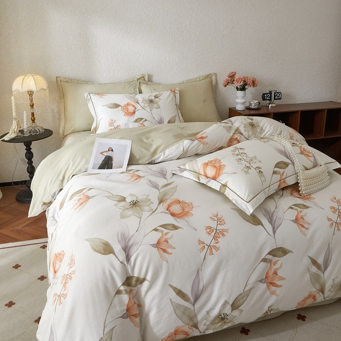 91家纺网 家纺一手货源 找家纺 沐白家居 2026新款亲肤舒适全棉印花四件套 诺溪