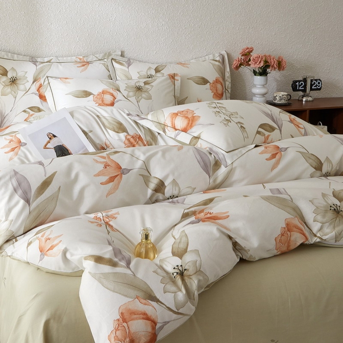 91家纺网 家纺一手货源 找家纺 沐白家居 2026新款亲肤舒适全棉印花四件套 诺溪