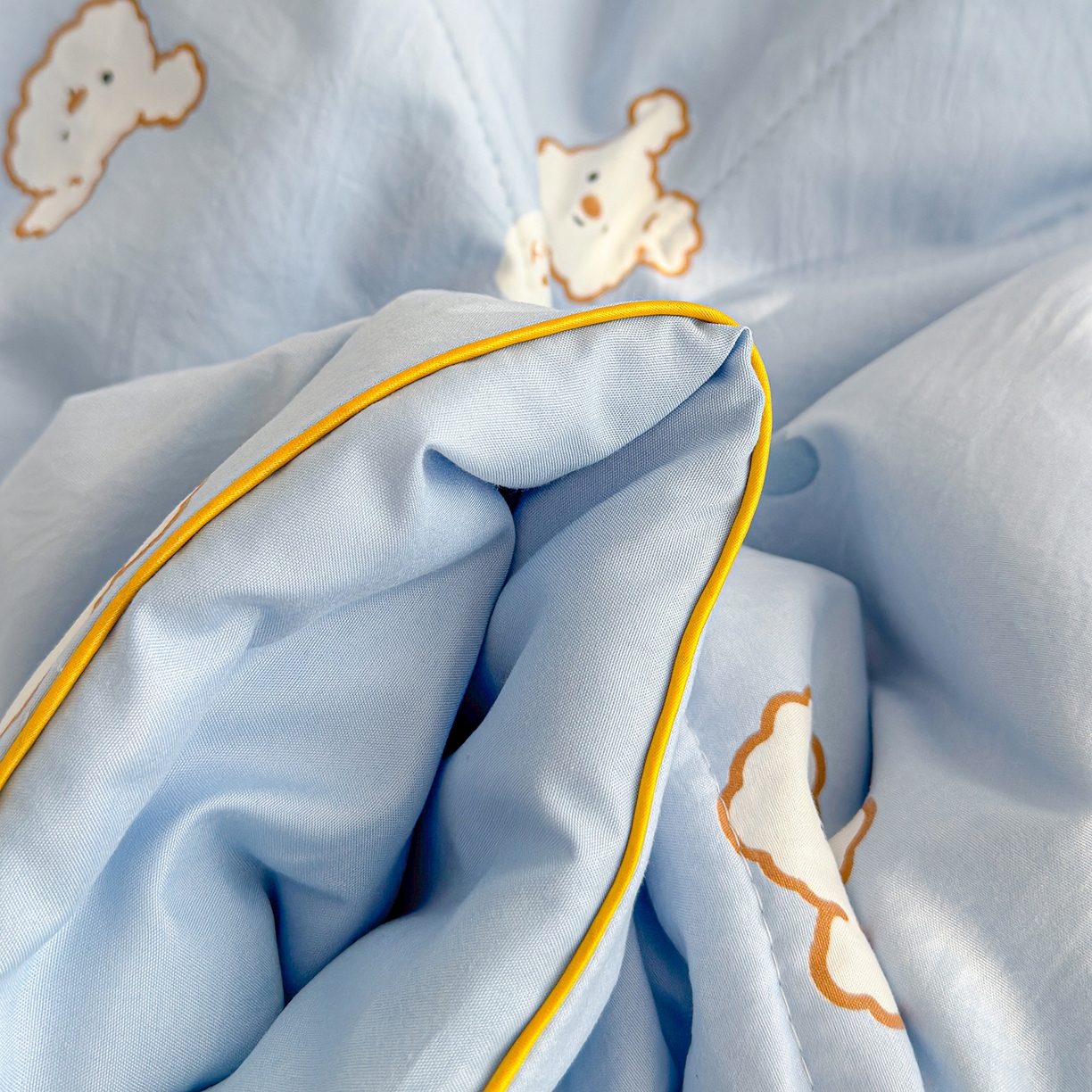 91家纺网 家纺一手货源 找家纺 弗苓家纺 2026新款A类水洗皱皱纱夏被夏凉被空调被 芋泥小狗