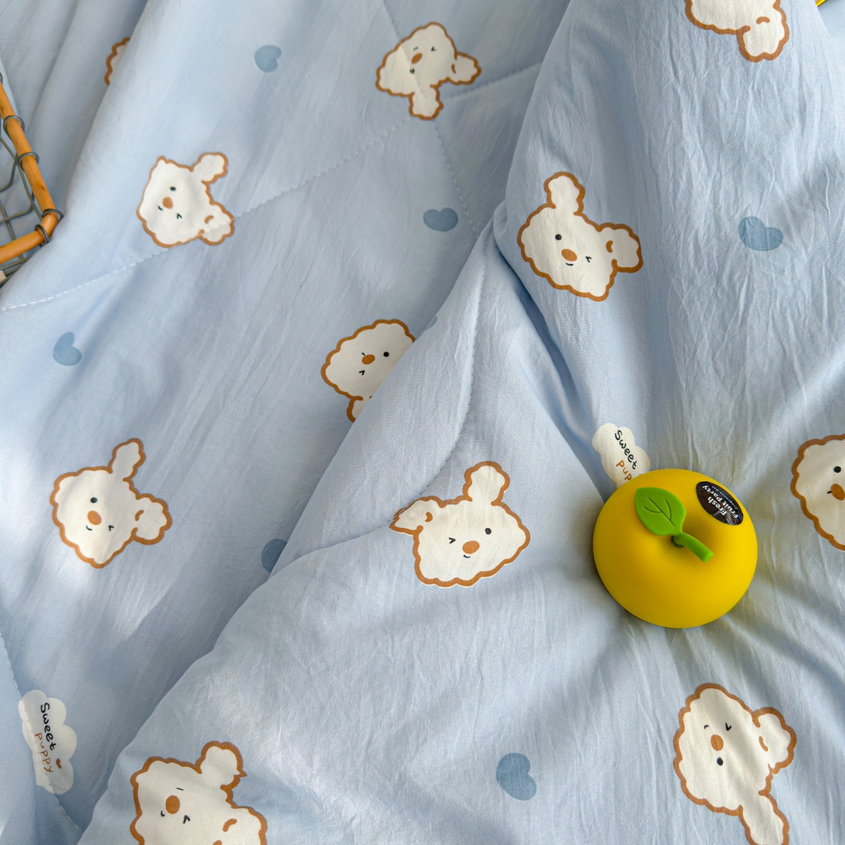 91家纺网 家纺一手货源 找家纺 弗苓家纺 2026新款A类水洗皱皱纱夏被夏凉被空调被 芋泥小狗