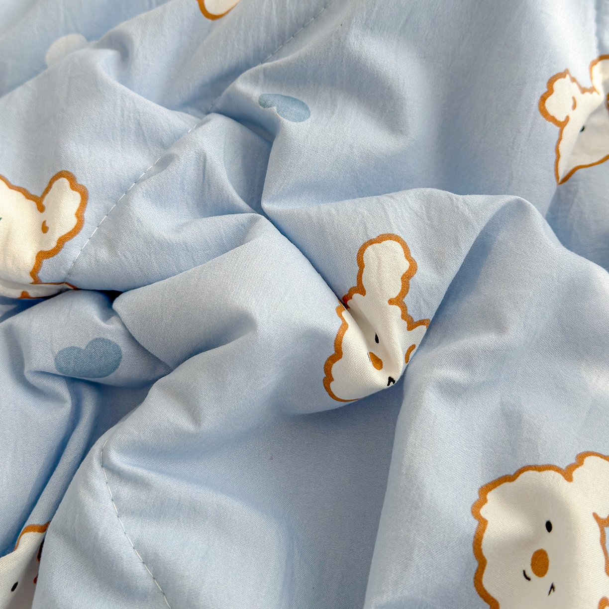 91家纺网 家纺一手货源 找家纺 弗苓家纺 2026新款A类水洗皱皱纱夏被夏凉被空调被 芋泥小狗