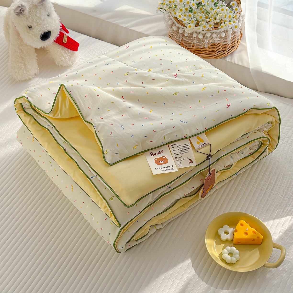 91家纺网 家纺一手货源 找家纺 弗苓家纺 2026新款A类水洗皱皱纱夏被夏凉被空调被 小糖豆