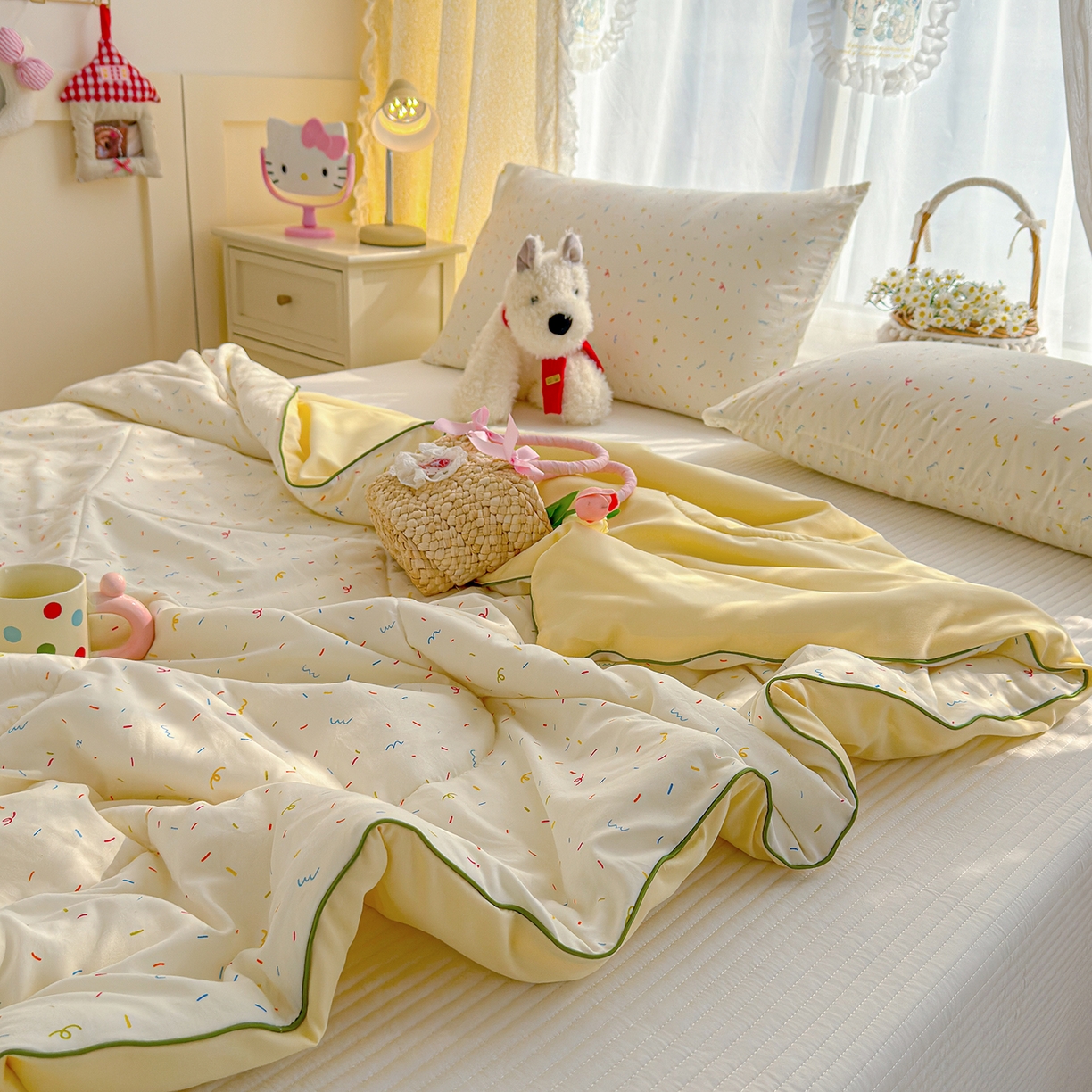 91家纺网 家纺一手货源 找家纺 弗苓家纺 2026新款A类水洗皱皱纱夏被夏凉被空调被 小糖豆