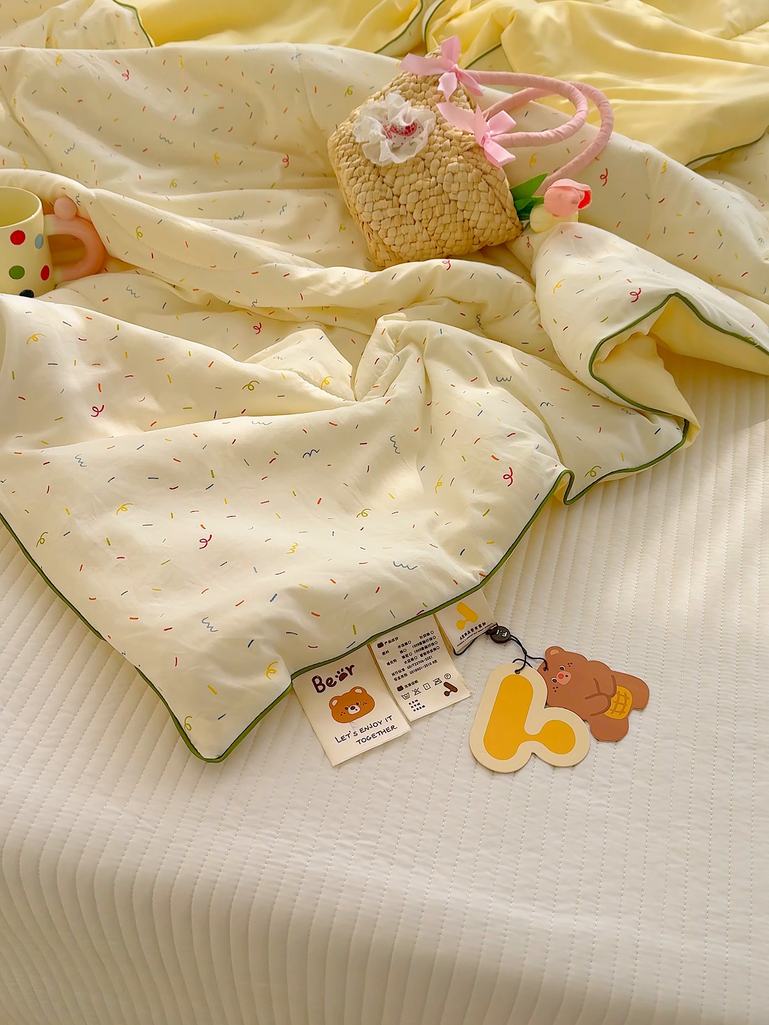 91家纺网 家纺一手货源 找家纺 弗苓家纺 2026新款A类水洗皱皱纱夏被夏凉被空调被 小糖豆