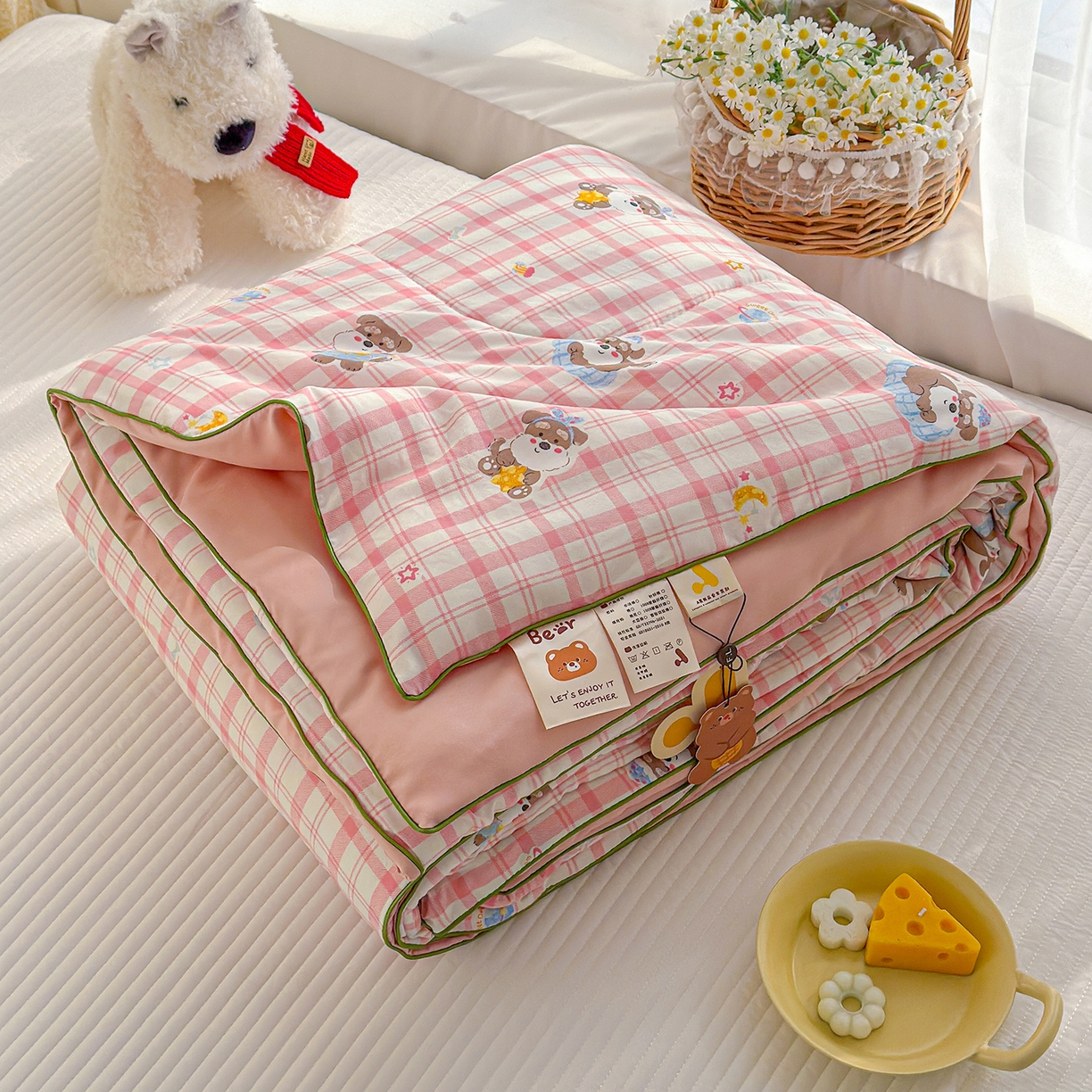 91家纺网 家纺一手货源 找家纺 弗苓家纺 2026新款A类水洗皱皱纱夏被夏凉被空调被 雪纳瑞