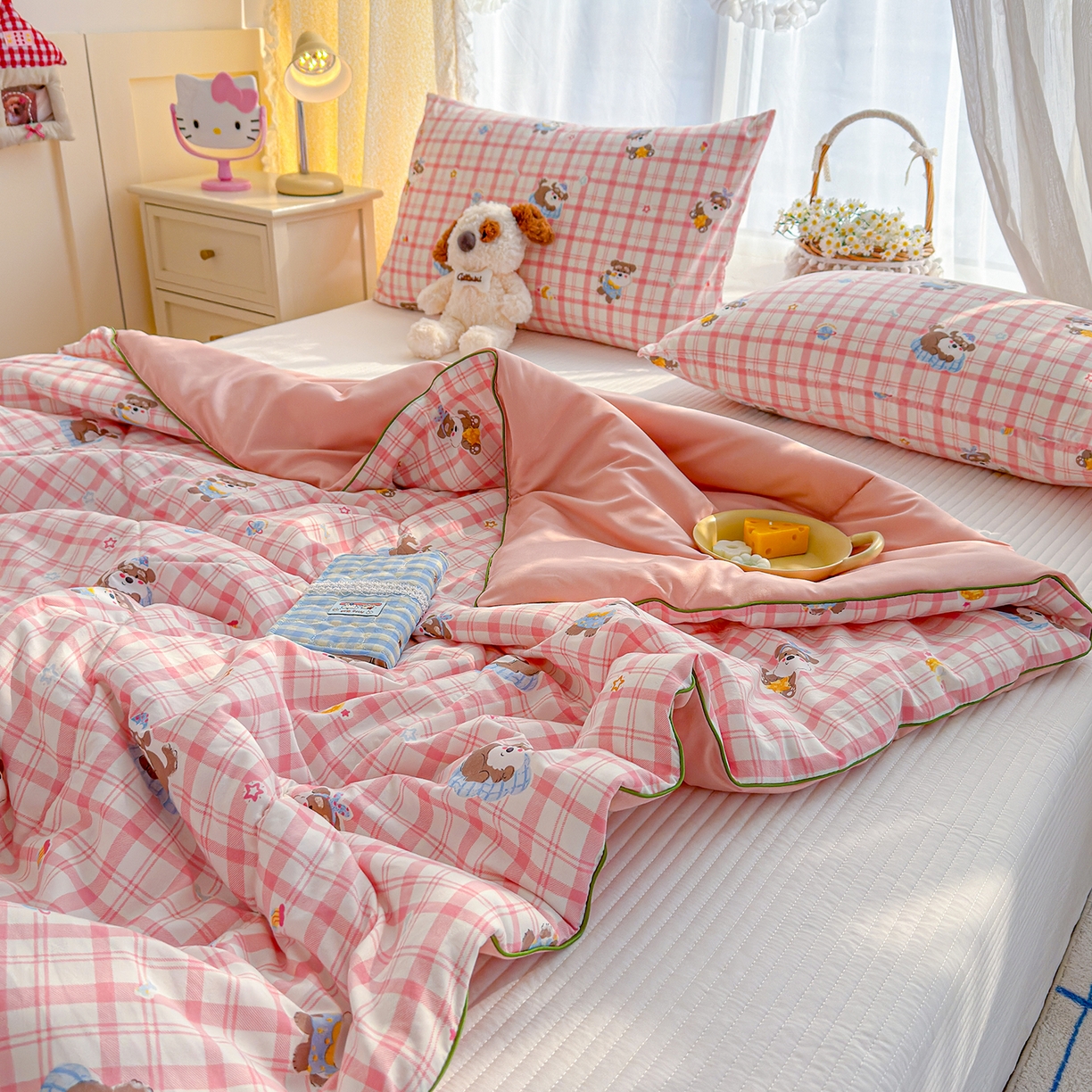 91家纺网 家纺一手货源 找家纺 弗苓家纺 2026新款A类水洗皱皱纱夏被夏凉被空调被 雪纳瑞