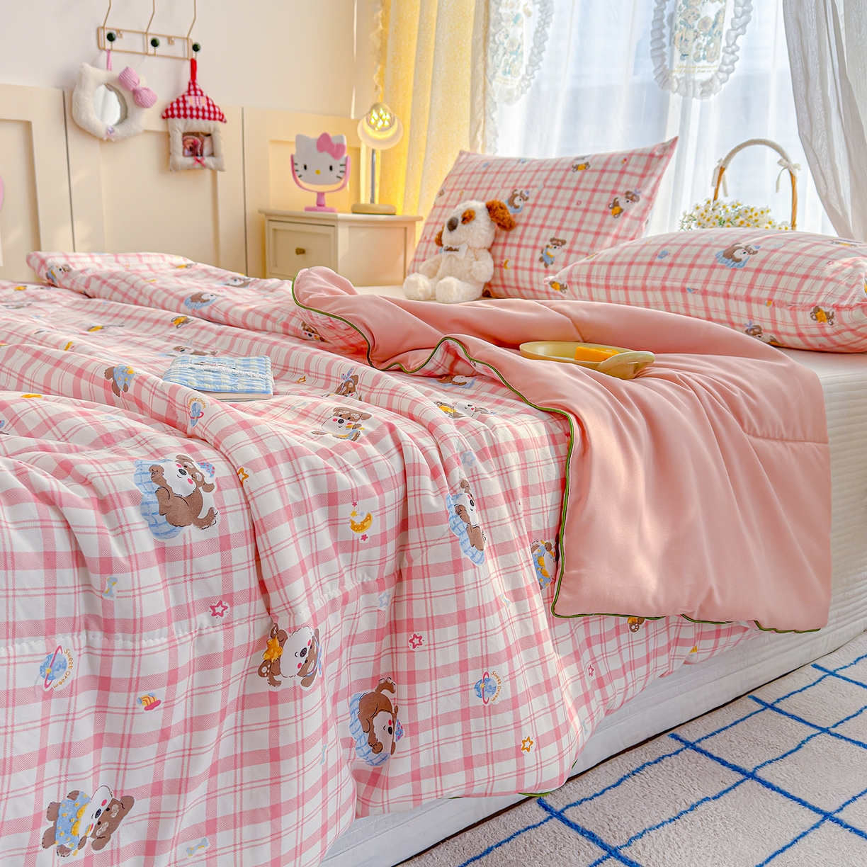 91家纺网 家纺一手货源 找家纺 弗苓家纺 2026新款A类水洗皱皱纱夏被夏凉被空调被 雪纳瑞