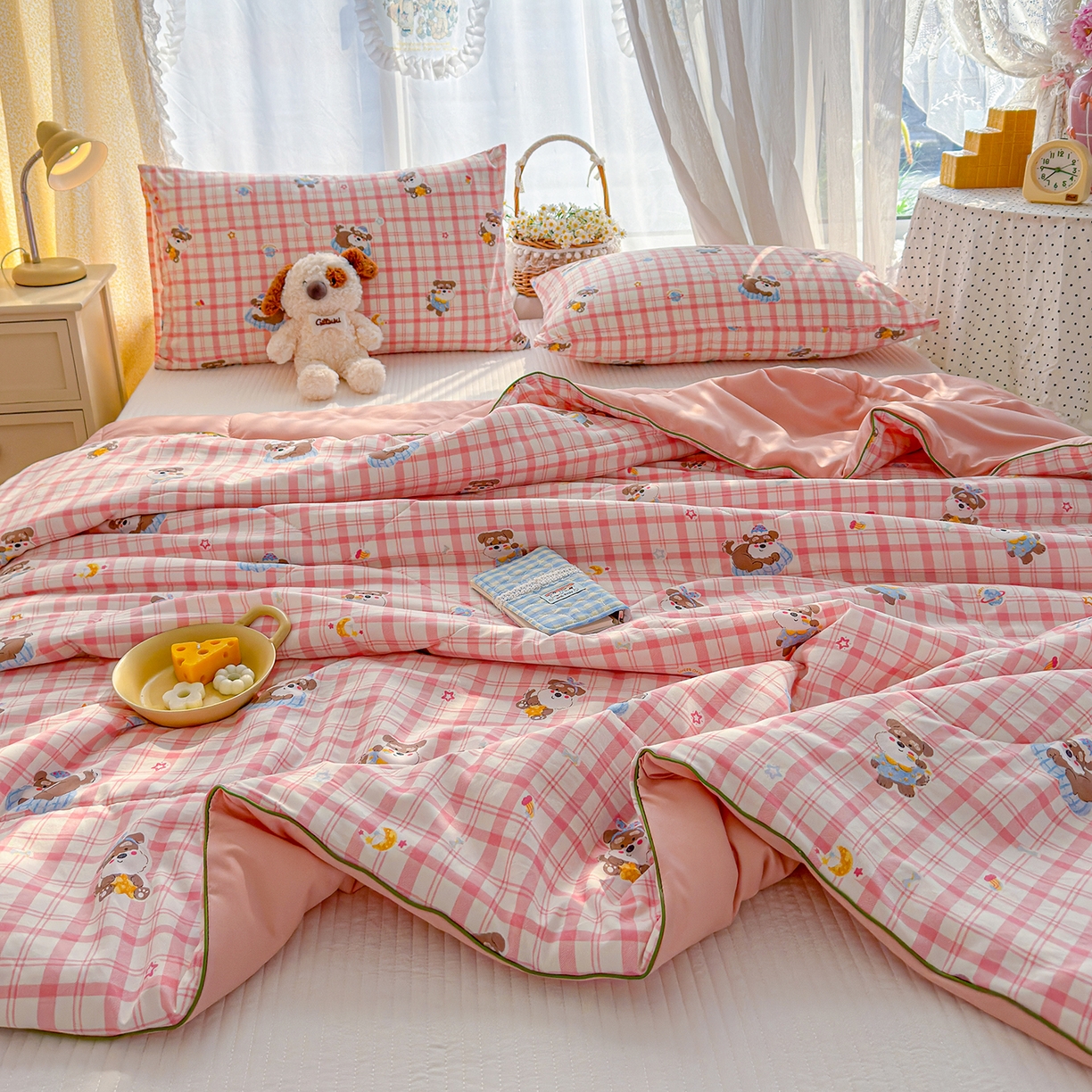 91家纺网 家纺一手货源 找家纺 弗苓家纺 2026新款A类水洗皱皱纱夏被夏凉被空调被 雪纳瑞