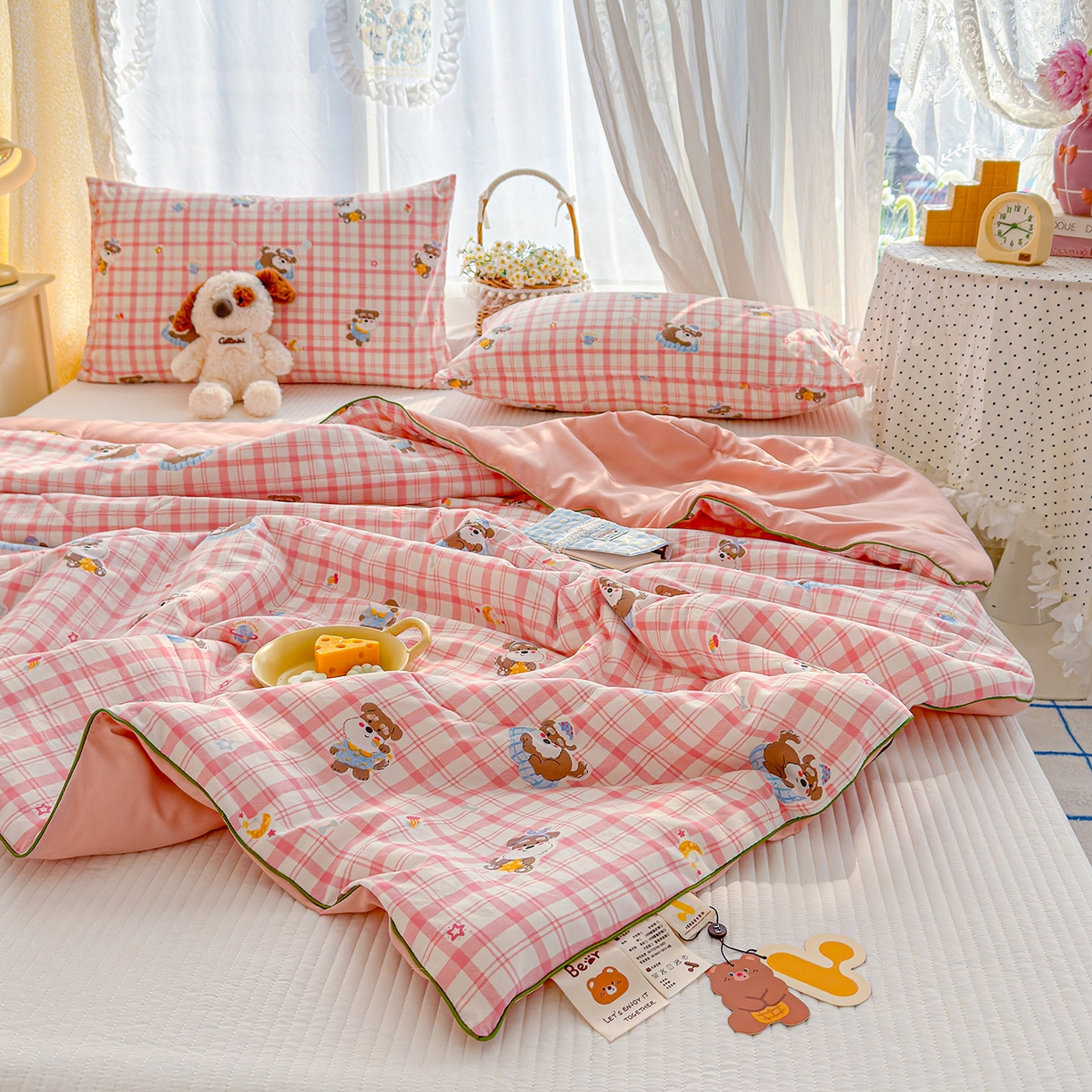 91家纺网 家纺一手货源 找家纺 弗苓家纺 2026新款A类水洗皱皱纱夏被夏凉被空调被 雪纳瑞