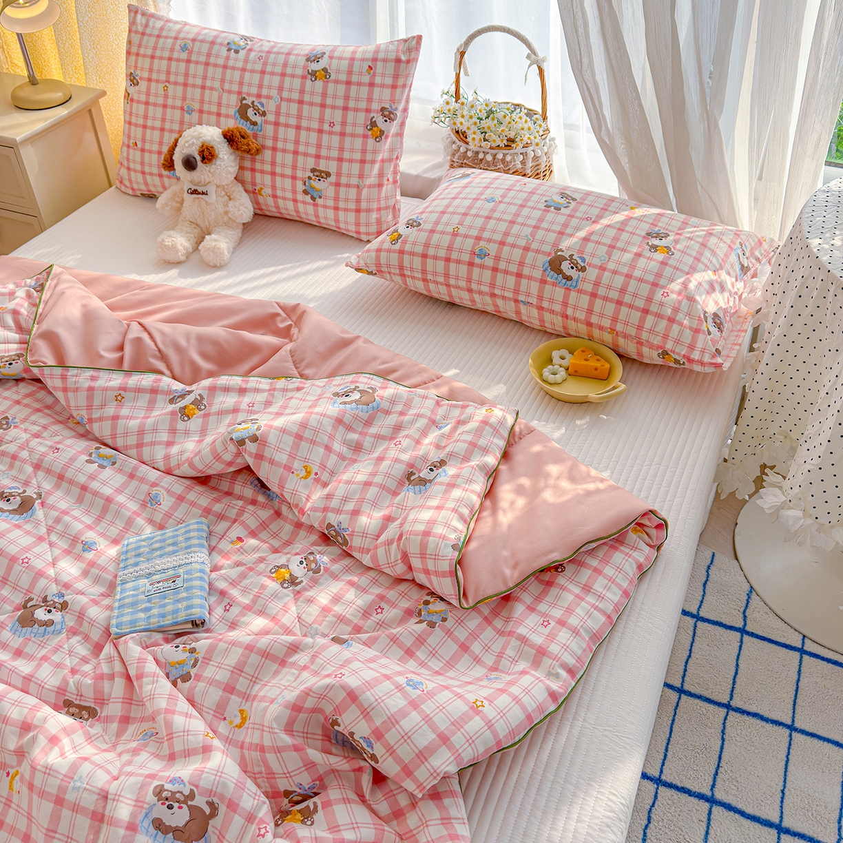 91家纺网 家纺一手货源 找家纺 弗苓家纺 2026新款A类水洗皱皱纱夏被夏凉被空调被 雪纳瑞