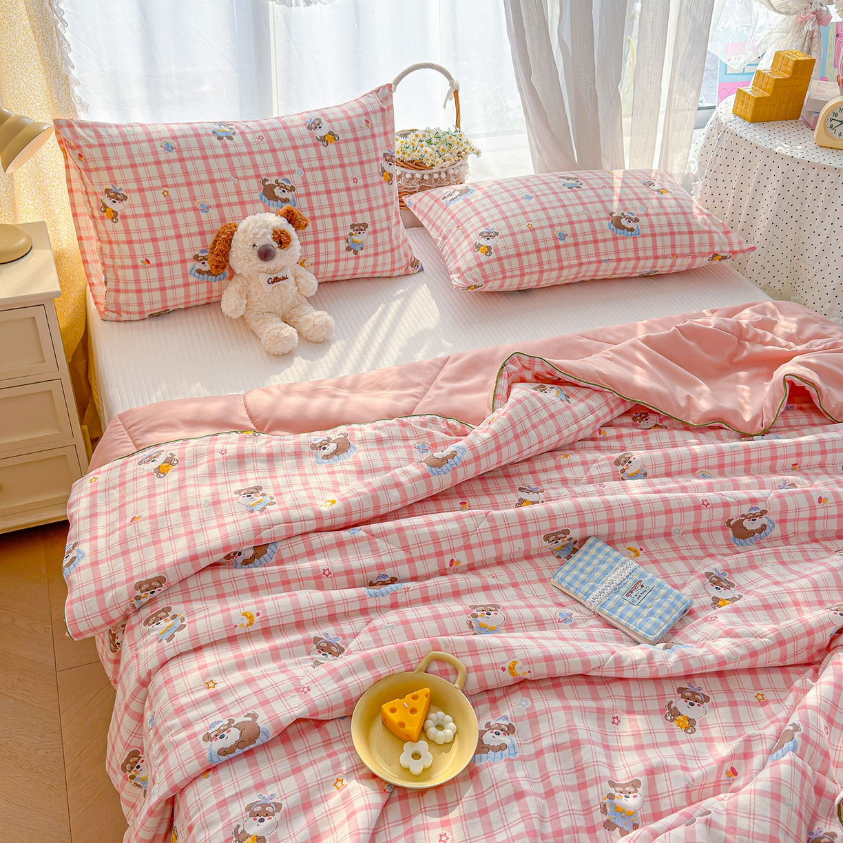 91家纺网 家纺一手货源 找家纺 弗苓家纺 2026新款A类水洗皱皱纱夏被夏凉被空调被 雪纳瑞