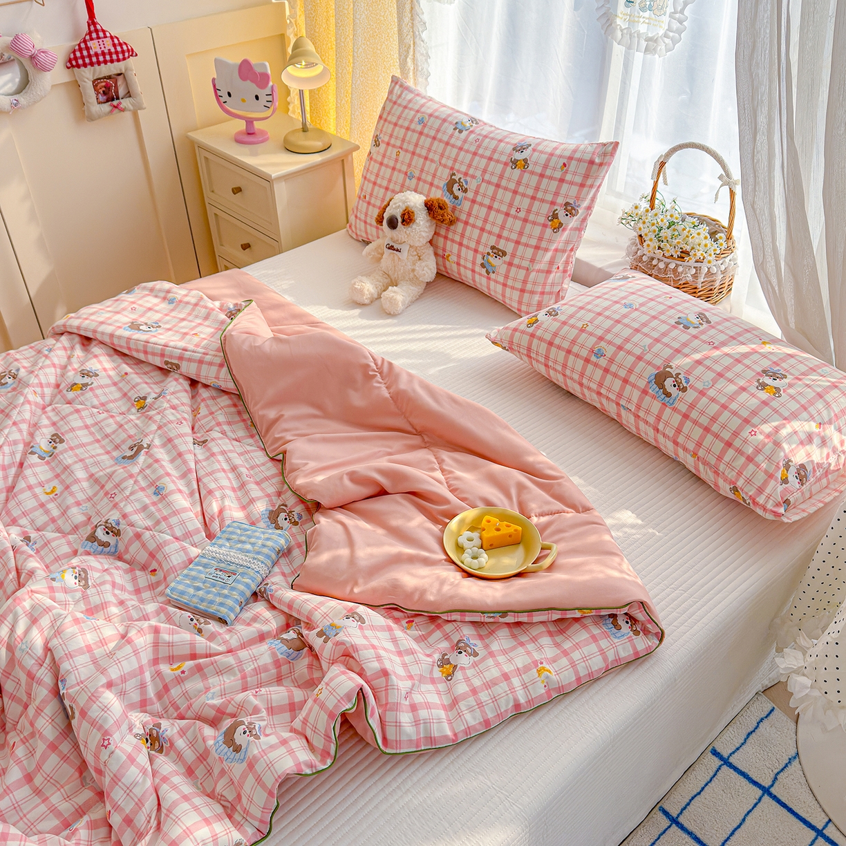 91家纺网 家纺一手货源 找家纺 弗苓家纺 2026新款A类水洗皱皱纱夏被夏凉被空调被 雪纳瑞